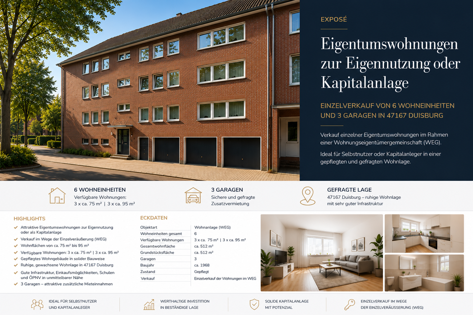 Mehrfamilienhaus in Duisburg mit Garagen und gepflegtem Wohnumfeld